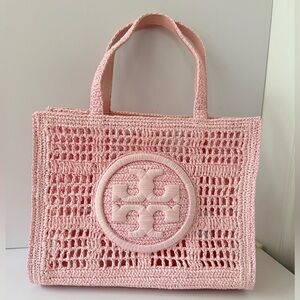 Authentic Brand new Tory Burch Raffia pink tote bag